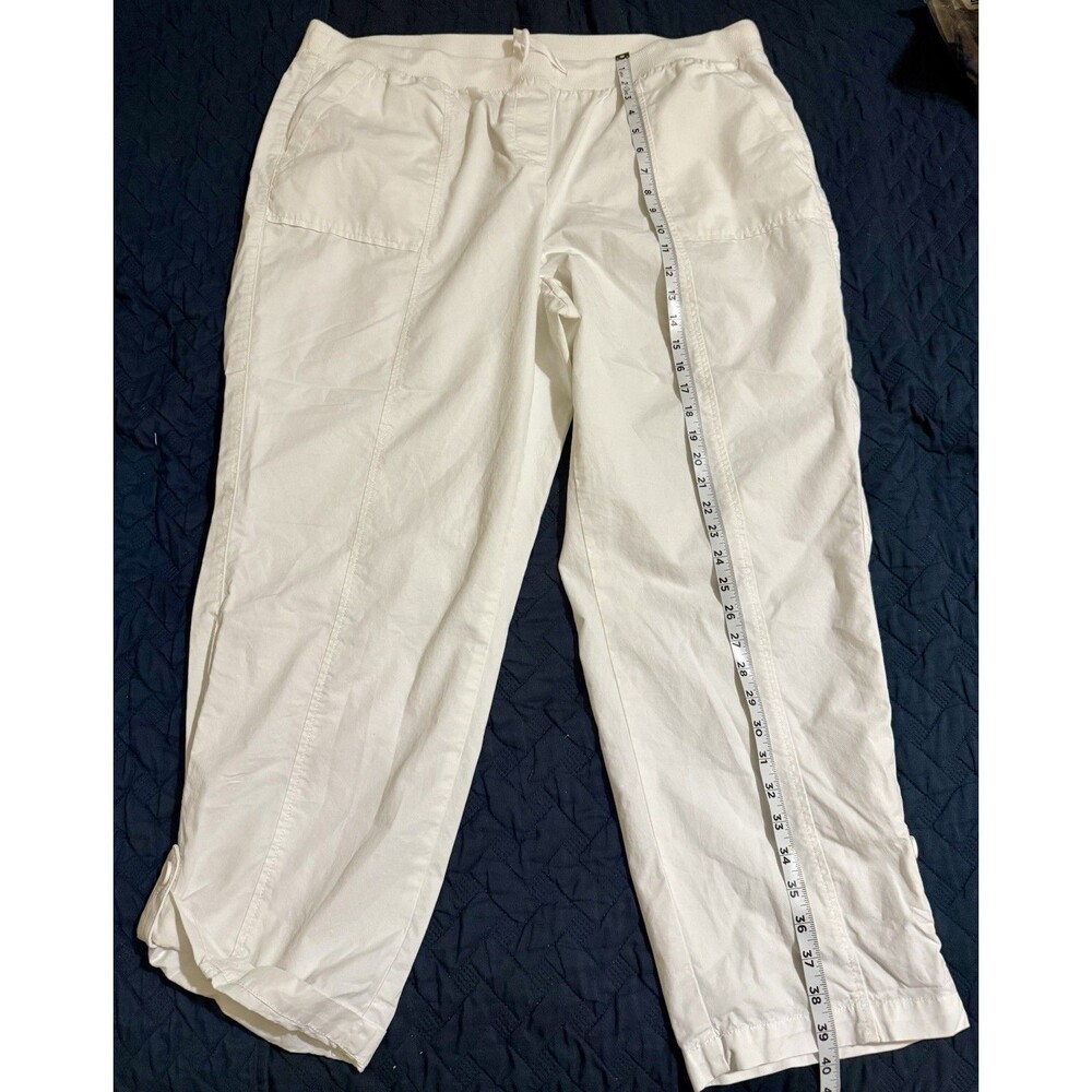 Talbots Roll Tab Pants Womens 20w White Drawstring Elastic Waist